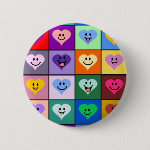 Chapa Redonda De 5 Cm Corazones multicolores
