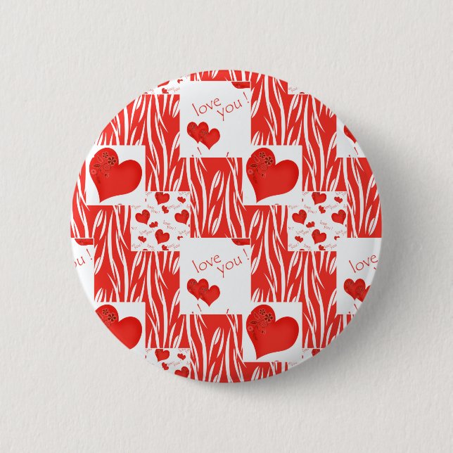 Chapa Redonda De 5 Cm corazones rojos, amor. (Anverso)