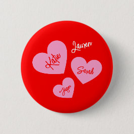 Chapa Redonda De 5 Cm Corazones rosados personalizados de madres rojas