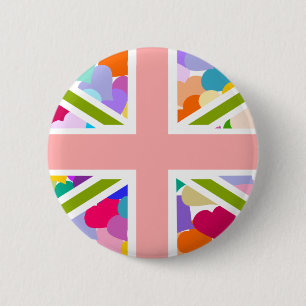 Chapa Redonda De 5 Cm Corazones Union Jack del arco iris