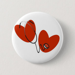 Chapa Redonda De 5 Cm Corazones y camisetas y regalos del estetoscopio