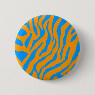 Chapa Redonda De 5 Cm COREY TIGER 80s RETRO TIGRE RAYAS AZUL NARANJA