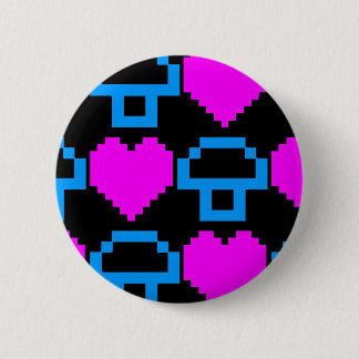 Chapa Redonda De 5 Cm Corey Tiger 80's Vintage Gamer Hearts Mushrooms