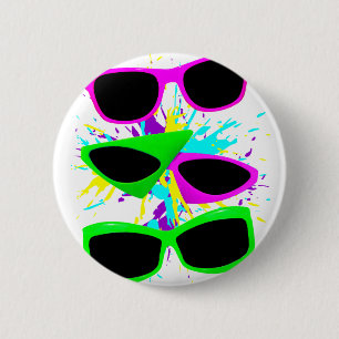 Chapa Redonda De 5 Cm Corey Tiger 80s Vintage Neon Sungafas Splatter