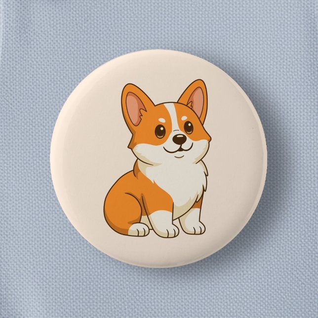 Chapa Redonda De 5 Cm Corgi adorable beige (Subido por el creador)