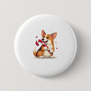 Chapa Redonda De 5 Cm Corgi Candy Cane Joy