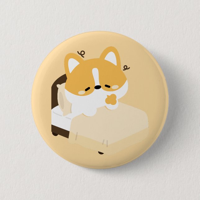Chapa Redonda De 5 Cm Corgi cansado adorable (Anverso)