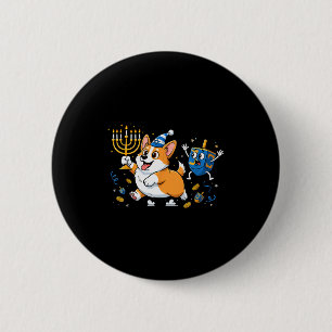 Chapa Redonda De 5 Cm Corgi Divertido Dreidel Menorá Hanukkah Niños Muje