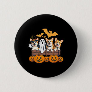 Chapa Redonda De 5 Cm Corgi Halloween Trio Funny Spooky Dog Lover