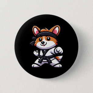 Chapa Redonda De 5 Cm Corgi Karate Funny Dog Artes Marciales Hombres Muj