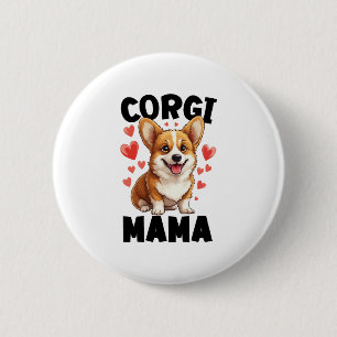 Chapa Redonda De 5 Cm Corgi Mom - Cute Corgi Mama