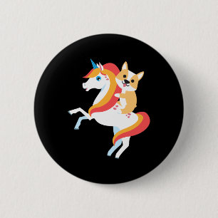 Chapa Redonda De 5 Cm Corgi Riendo Unicorn Cute Gracioso Coste De Hallow