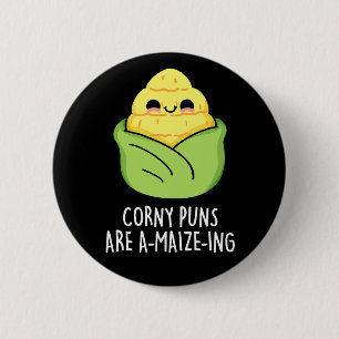 Chapa Redonda De 5 Cm Corny Puns son A-maize-ing Funny Corn Pun Dark BG