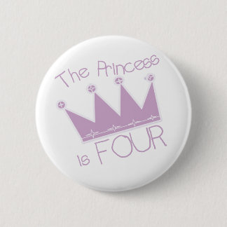 Chapa Redonda De 5 Cm Corona de la Princesa 4ª camiseta de cumpleaños