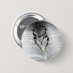 Chapa Redonda De 5 Cm Corona de las espinas corazón y biblia