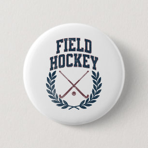 Chapa Redonda De 5 Cm Corona de palos de hockey sobre césped diseño univ