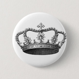 Chapa Redonda De 5 Cm Corona del vintage blanco y negro