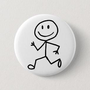 Chapa Redonda De 5 Cm Corredor de Stickman
