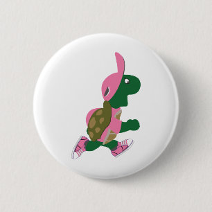 Chapa Redonda De 5 Cm Corredor de tortuga en PInk
