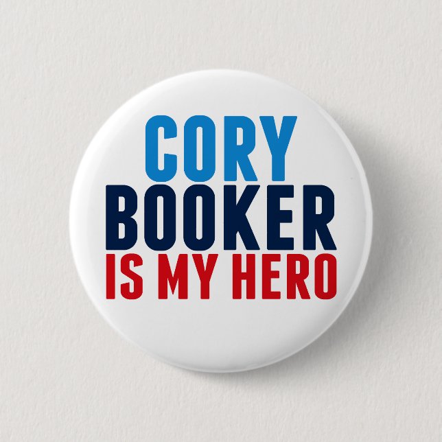 Chapa Redonda De 5 Cm Cory Booker es mi héroe (Anverso)