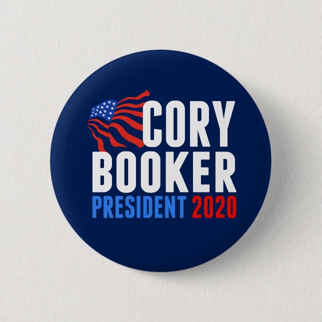 Chapa Redonda De 5 Cm Cory Booker para el presidente 2020 (Anverso)