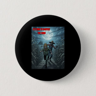 Chapa Redonda De 5 Cm Cosecha de maíz espeluznante del granjero zombie c