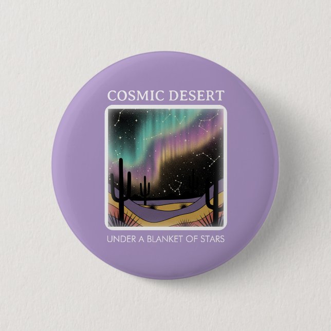 Chapa Redonda De 5 Cm Cosmic Desert Aurora • Retro Western Night Sky (Anverso)