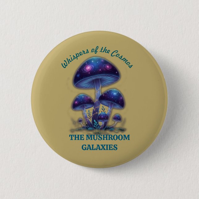 Chapa Redonda De 5 Cm Cosmic Galaxy Mushrooms • Whimsical Fantasy Fungi  (Anverso)