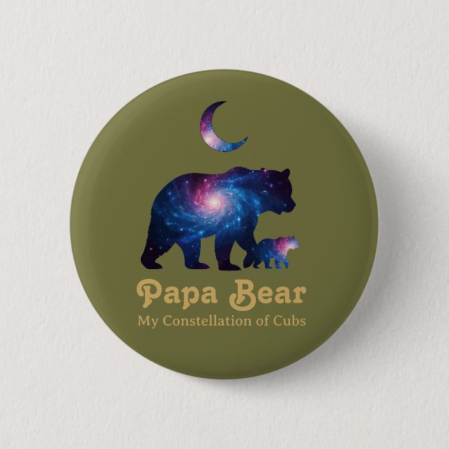 Chapa Redonda De 5 Cm Cosmic Papa Bear & Cub (Anverso)
