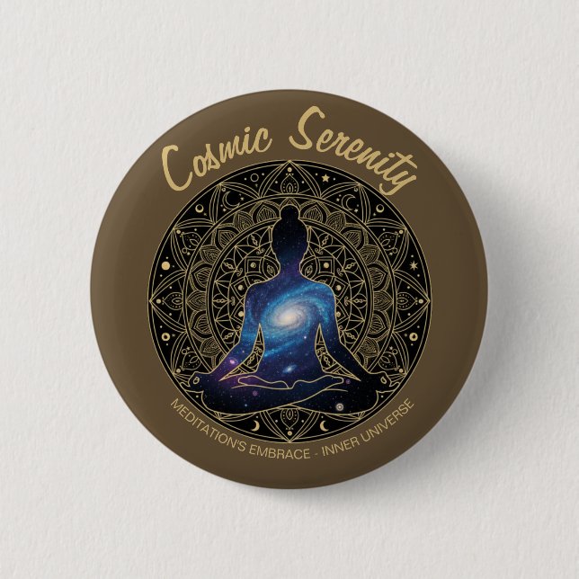 Chapa Redonda De 5 Cm Cosmic Serenity Meditation – Galaxy Mandala  (Anverso)