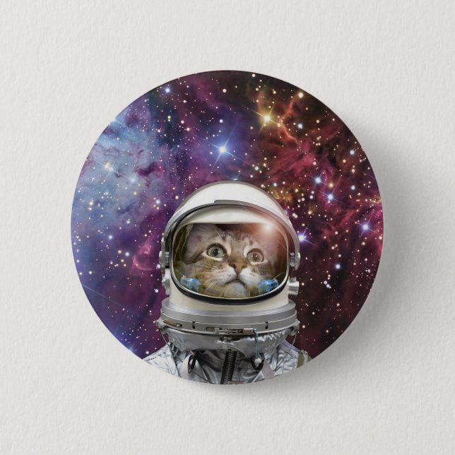 Chapa Redonda De 5 Cm Cosmonaut cat (Anverso)