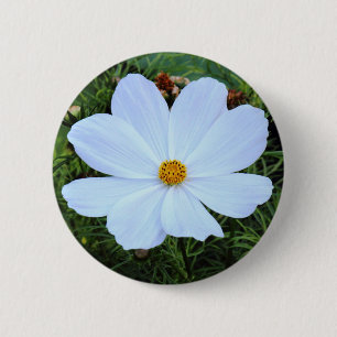Chapa Redonda De 5 Cm Cosmos blancos