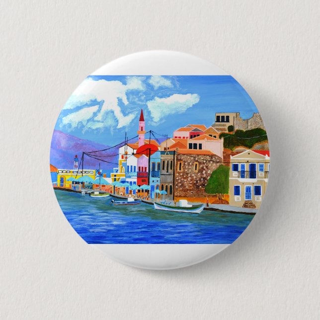 Chapa Redonda De 5 Cm Costa griega (Anverso)