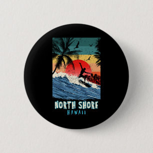 Chapa Redonda De 5 Cm Costa norte de Hawaii Playa Surfing Vintage Retro 