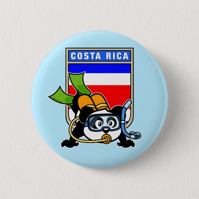 Chapa Redonda De 5 Cm Costa Rica: Panda de buceo (Anverso)