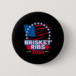 Chapa Redonda De 5 Cm Costillas De Brisket De Bbq Divertidas Patrióticas