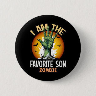 Chapa Redonda De 5 Cm Costuma Zombie de hijo favorito de Halloween coinc