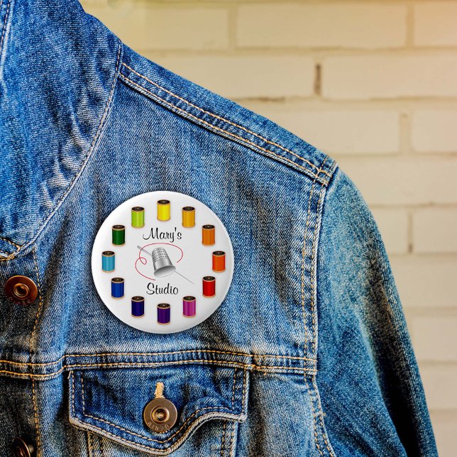 Chapa Redonda De 5 Cm Costura, aguja y hilos de discusión (Custom Button for Sewing, Needle and Threads Artists!)