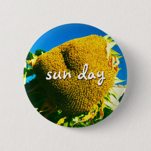 Chapa Redonda De 5 Cm Cotización de Sun Day Script Yellow Sunflower Phot