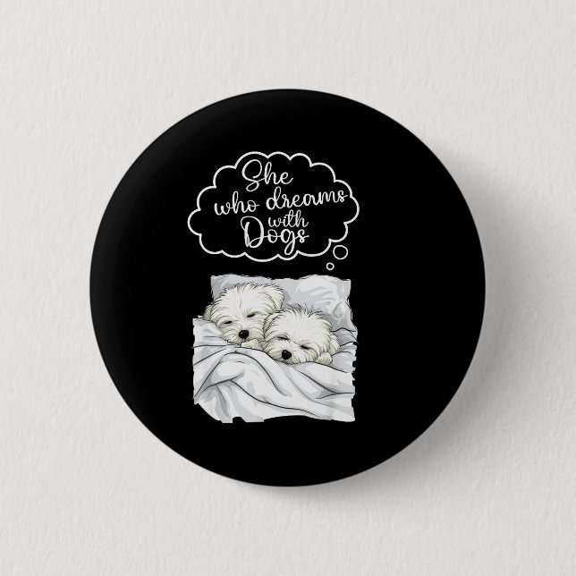 Chapa Redonda De 5 Cm Coton De Tulear Dog Nightgown Pajama  (Anverso)