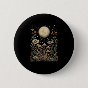 Chapa Redonda De 5 Cm Cottagecore Luna Hongo Fase Lunar Goblincore
