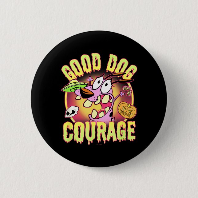 Chapa Redonda De 5 Cm Courage El Perro Cobarde Halloween Buen Perro (Anverso)