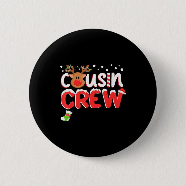 Chapa Redonda De 5 Cm Cousin Crew Christmas Kids Cousins Christmas Match (Anverso)