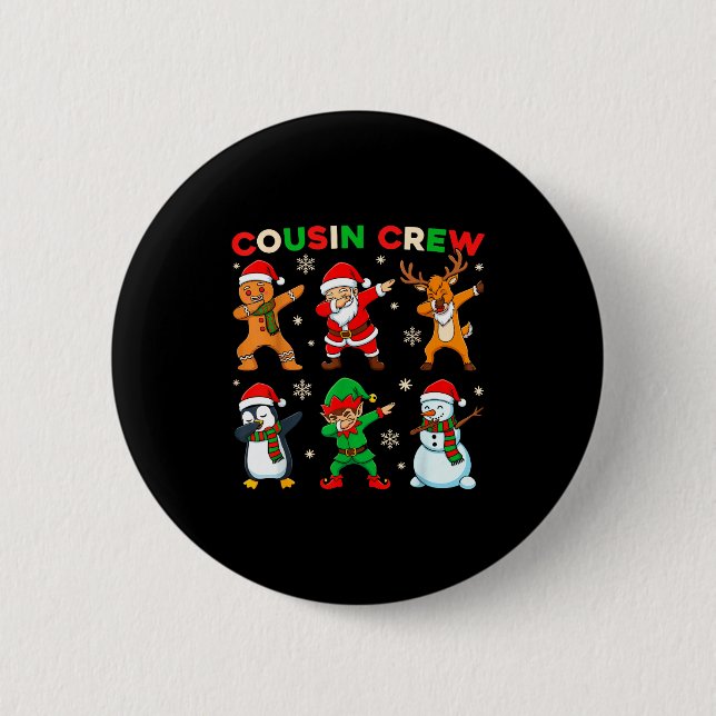 Chapa Redonda De 5 Cm Cousin Crew Dabbing Santa Elf Friends Christmas Fu (Anverso)