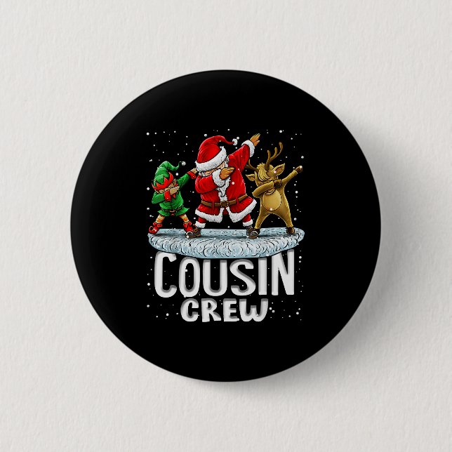Chapa Redonda De 5 Cm Cousin Crew Santa Elf Dabbing Matching Family Chri (Anverso)