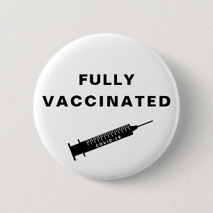 Chapa Redonda De 5 Cm Covid-19 completamente Vacunado