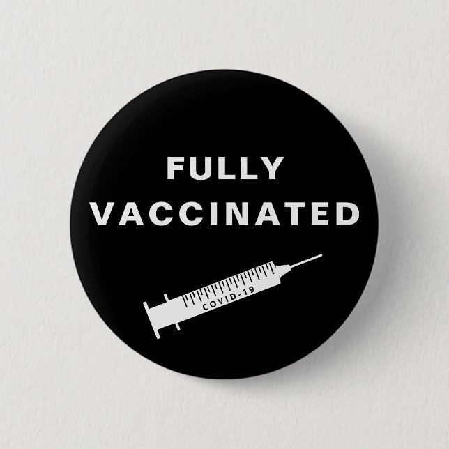 Chapa Redonda De 5 Cm Covid-19 completamente vacunado negro (Anverso)