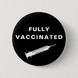 Chapa Redonda De 5 Cm Covid-19 completamente vacunado negro