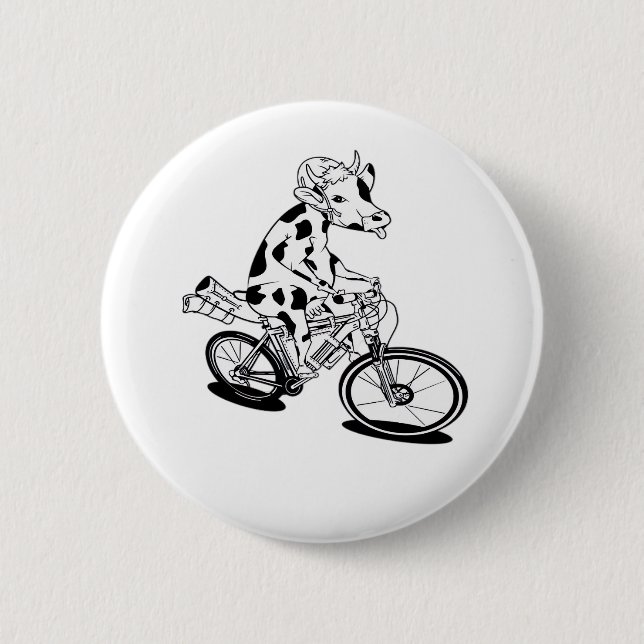 Chapa Redonda De 5 Cm Cow Bikepacking Classic T-Shirt (Anverso)