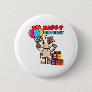 Chapa Redonda De 5 Cm Cow Birday Balloon Thatleman Farmer Cute B